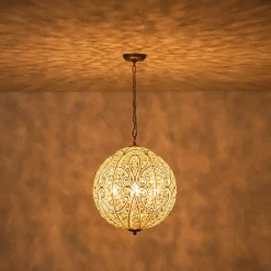 Glam Shabby Chic Crystal Globe Chandelier Distressed Silver