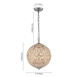 Glam Shabby Chic Crystal Globe Chandelier Distressed Silver