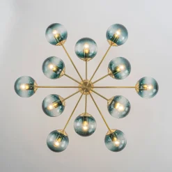 Glam Tiered Blue Glass Globe Bubble Sputnik Chandelier