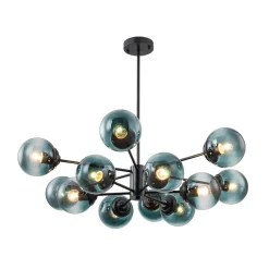 Glam Tiered Blue Glass Globe Bubble Sputnik Chandelier