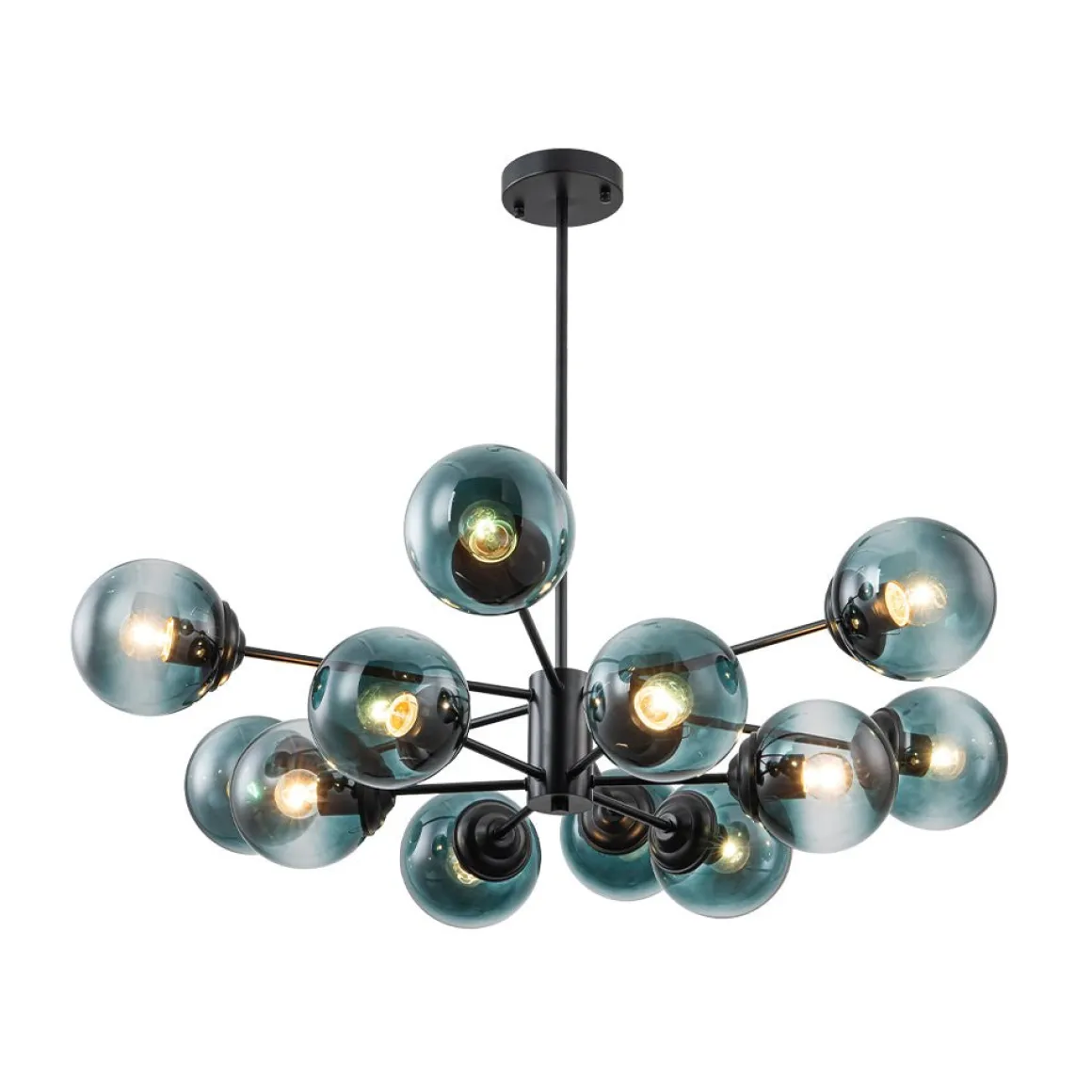 Glam Tiered Blue Glass Globe Bubble Sputnik Chandelier