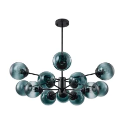 Glam Tiered Blue Glass Globe Bubble Sputnik Chandelier
