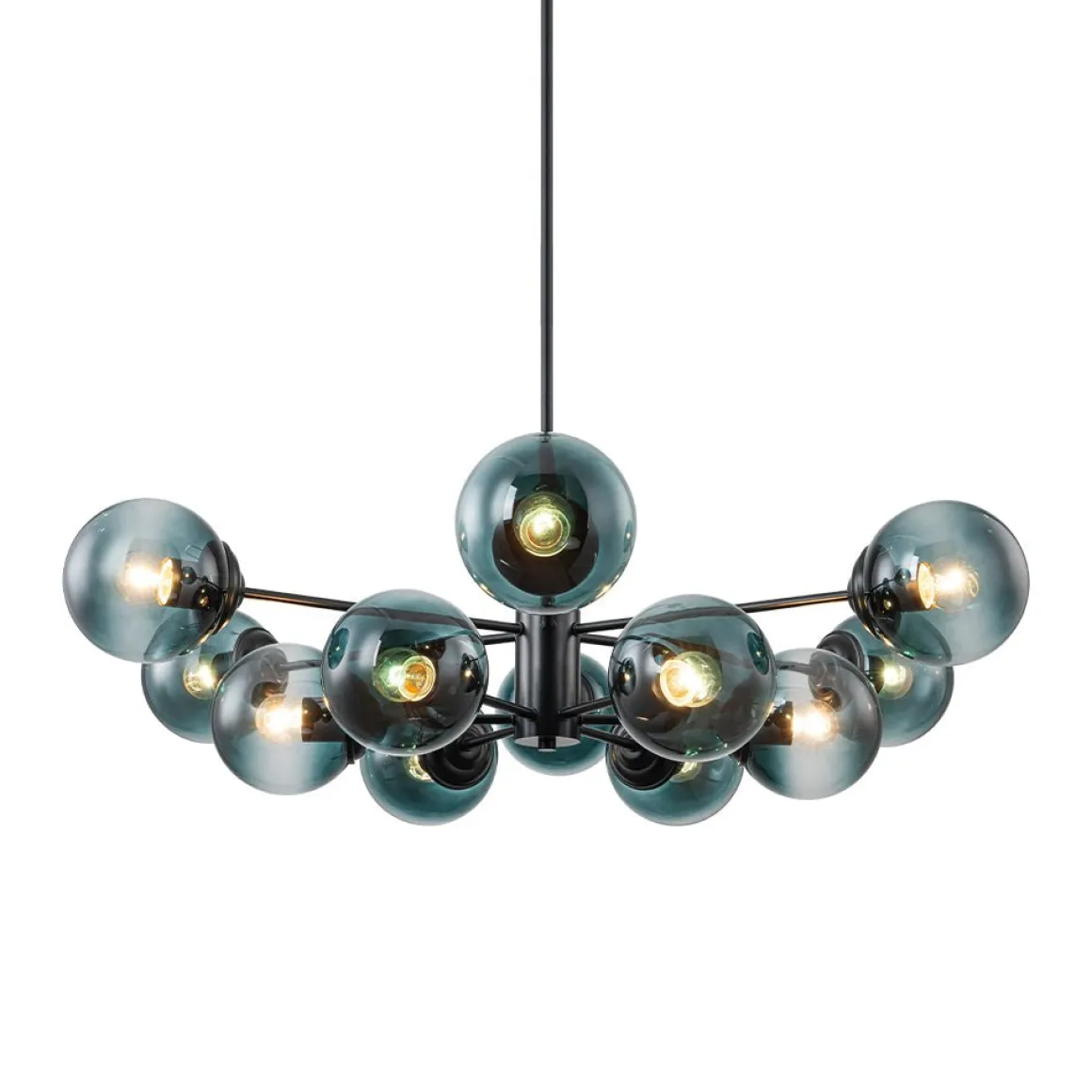 Glam Tiered Blue Glass Globe Bubble Sputnik Chandelier