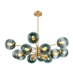 Glam Tiered Blue Glass Globe Bubble Sputnik Chandelier