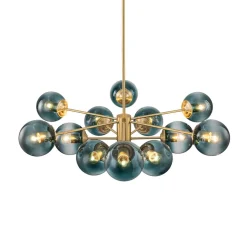 Glam Tiered Blue Glass Globe Bubble Sputnik Chandelier