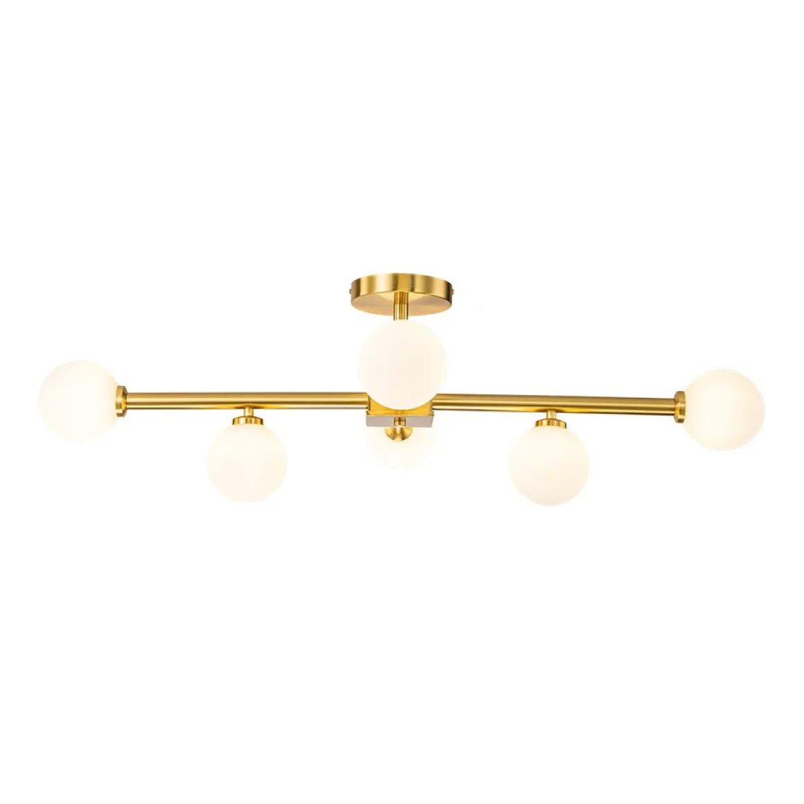 Gold Sputnik Frosted Glass Globe Semi Flush Mount Chandelier