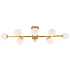 Gold Sputnik Frosted Glass Globe Semi Flush Mount Chandelier