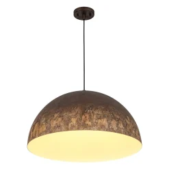 Hand-Applied Aged Bronze Patina Oversized Metal Dome Pendant