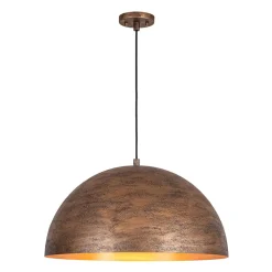 Industrial Antique Textured Bronze Oversized Iron Dome Pendant