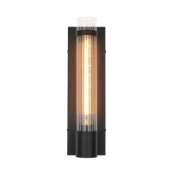 Industrial Black Reeded Glass Linear Tube Wall Light