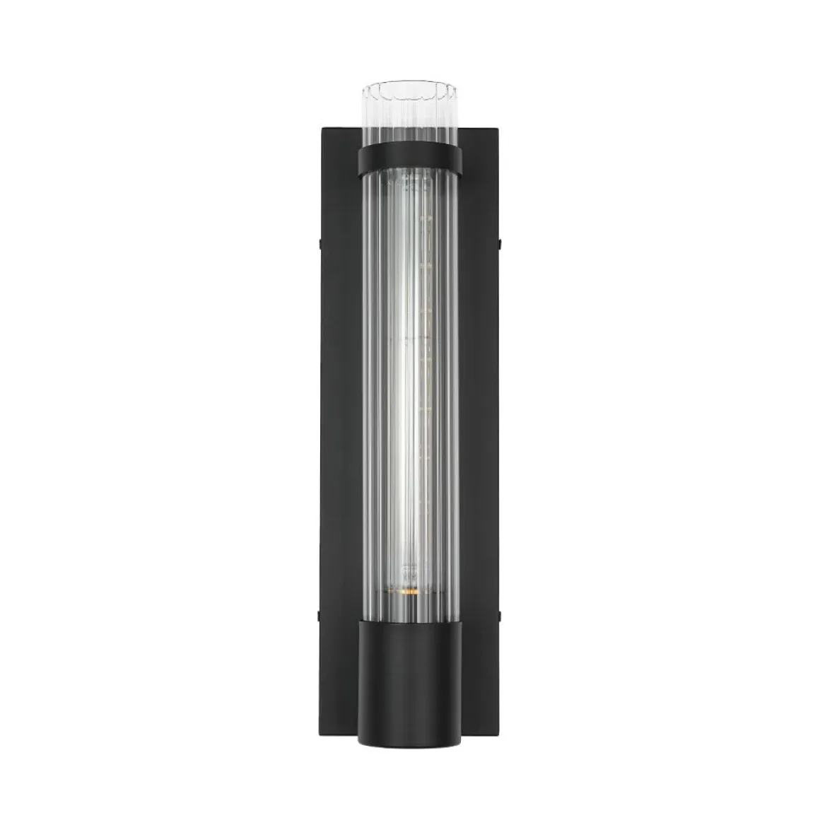 Industrial Black Reeded Glass Linear Tube Wall Light
