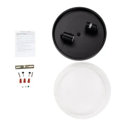 Industrial Black Round Seeded Glass Flush Mount Light