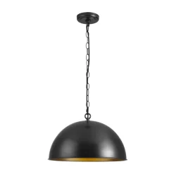 Industrial Farmhouse Black Iron Oversized Dome Pendant Light