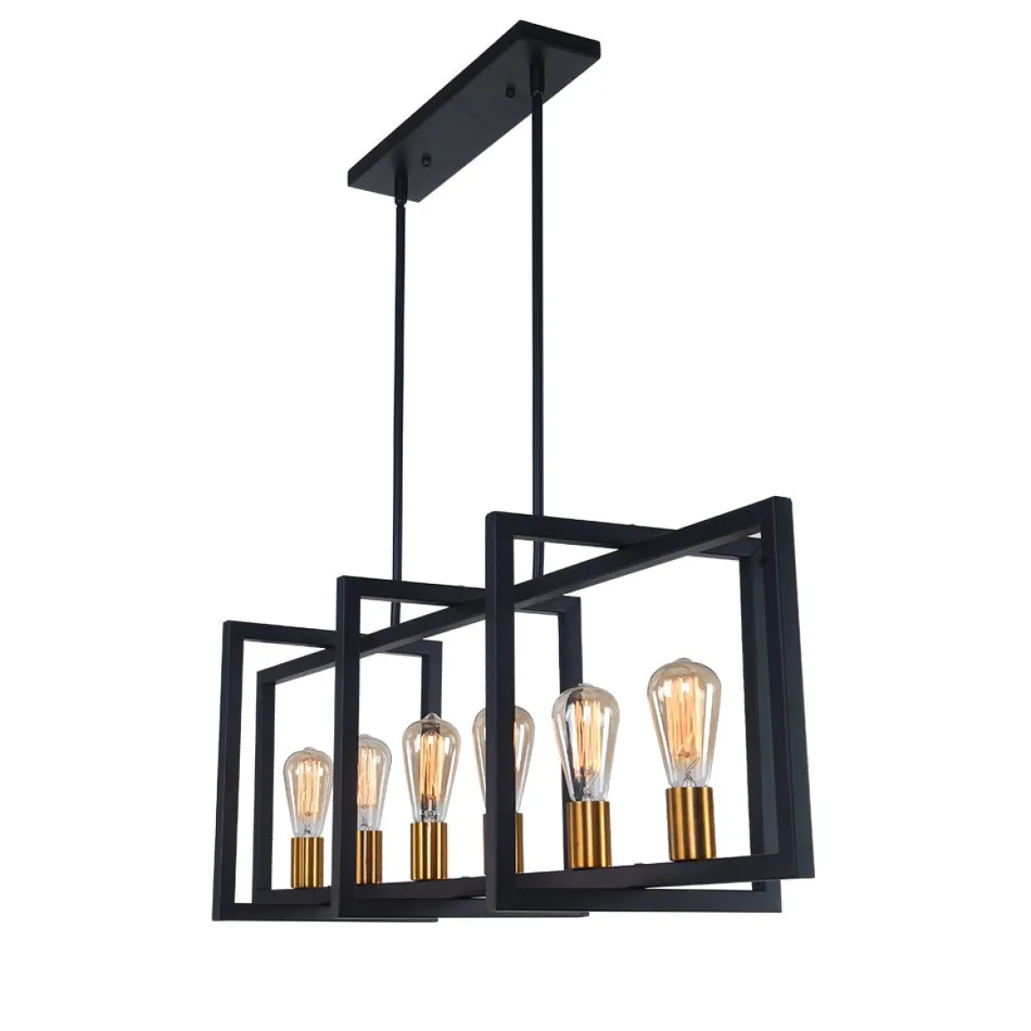 Industrial Farmhouse Rectangular Kitchen Island Pendant