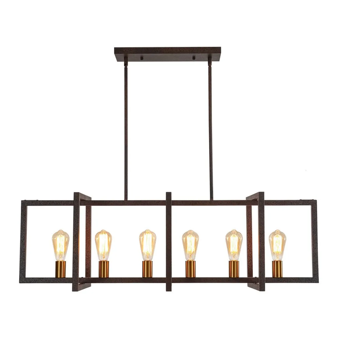 Industrial Farmhouse Rectangular Kitchen Island Pendant