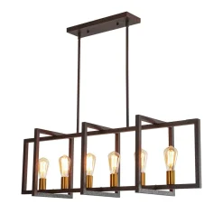 Industrial Farmhouse Rectangular Kitchen Island Pendant