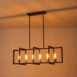 Industrial Farmhouse Rectangular Kitchen Island Pendant