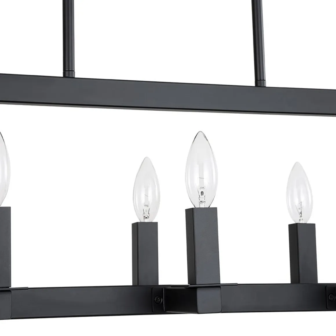 Industrial 6-Light Candle Style Black Rectangular Island Chandelier
