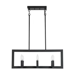 Industrial 6-Light Candle Style Black Rectangular Island Chandelier