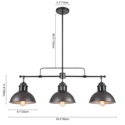 Industrial 3-light Island Pot Lid Dome Pendant