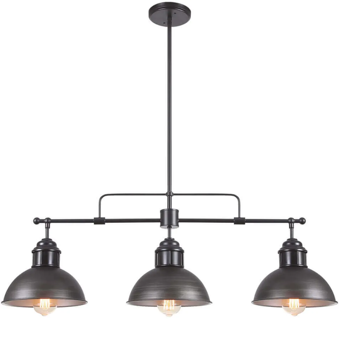 Industrial 3-light Island Pot Lid Dome Pendant