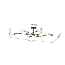 Industrial 6-Light Pipeline Sputnik Semi Flush Mount