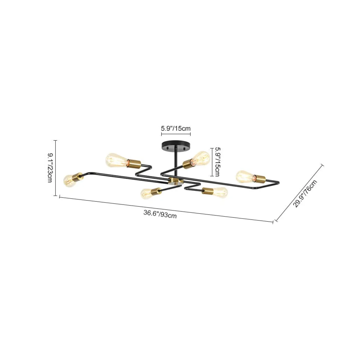 Industrial 6-Light Pipeline Sputnik Semi Flush Mount