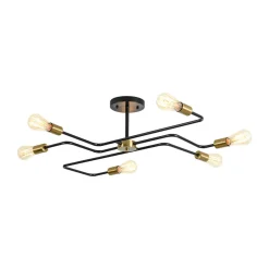 Industrial 6-Light Pipeline Sputnik Semi Flush Mount