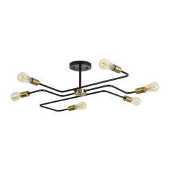 Industrial 6-Light Pipeline Sputnik Semi Flush Mount