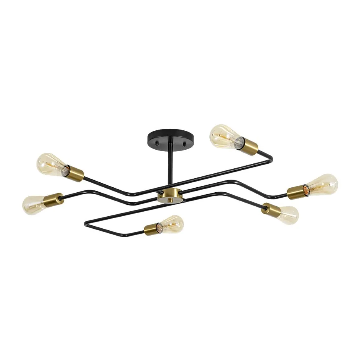 Industrial 6-Light Pipeline Sputnik Semi Flush Mount