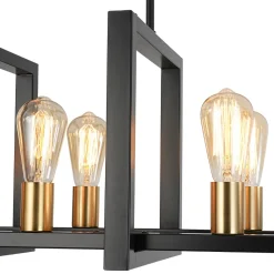 Industrial 8-Light Rectangular Kitchen Island Chandelier