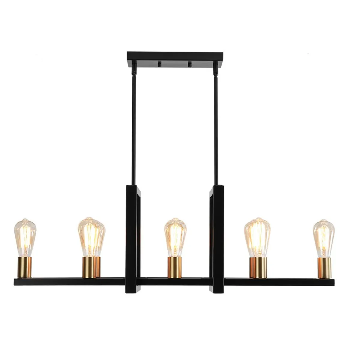 Industrial 8-Light Rectangular Kitchen Island Chandelier