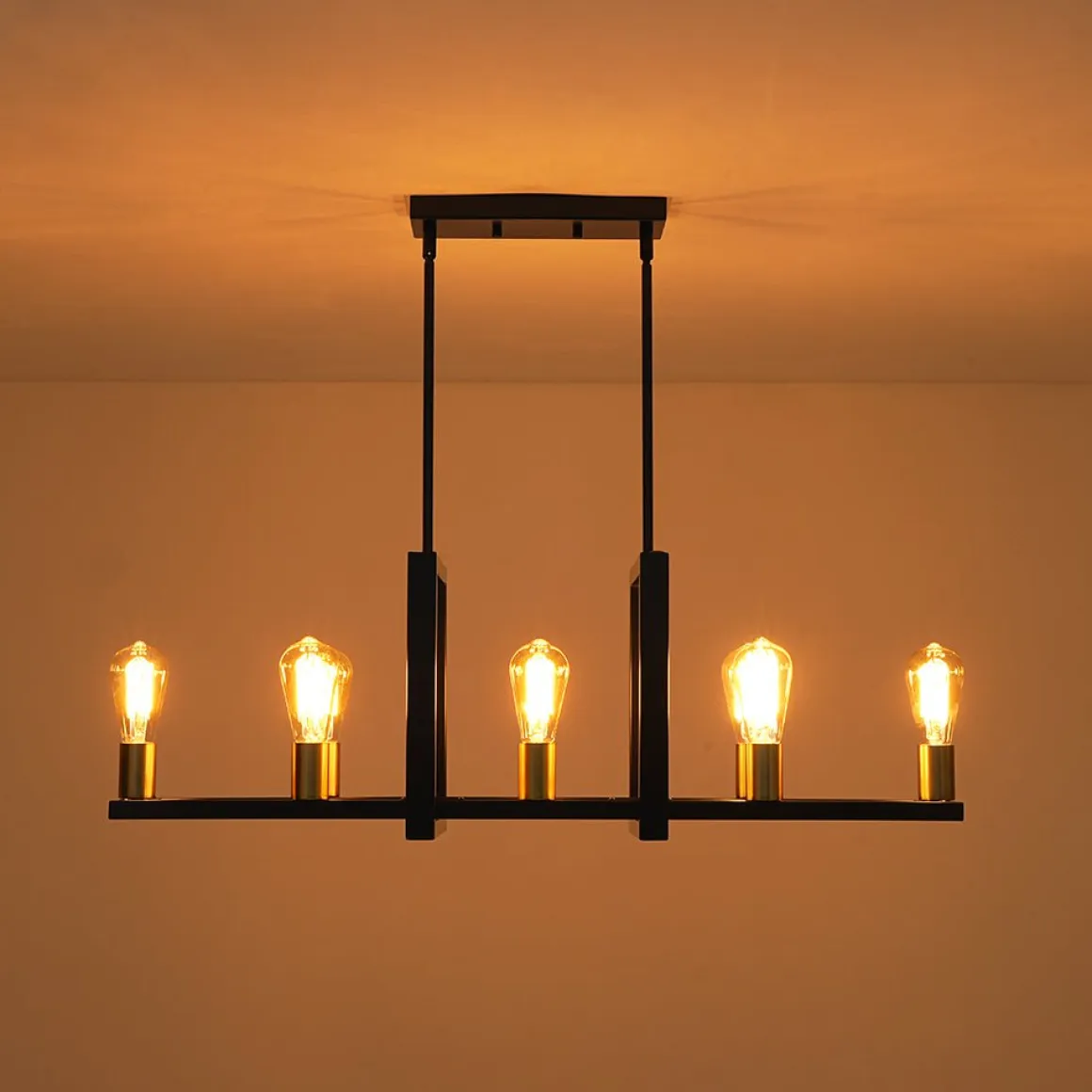 Industrial 8-Light Rectangular Kitchen Island Chandelier
