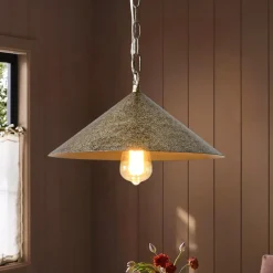 Industrial 1-Light Rusty Silver Iron Cone Kitchen Pendant