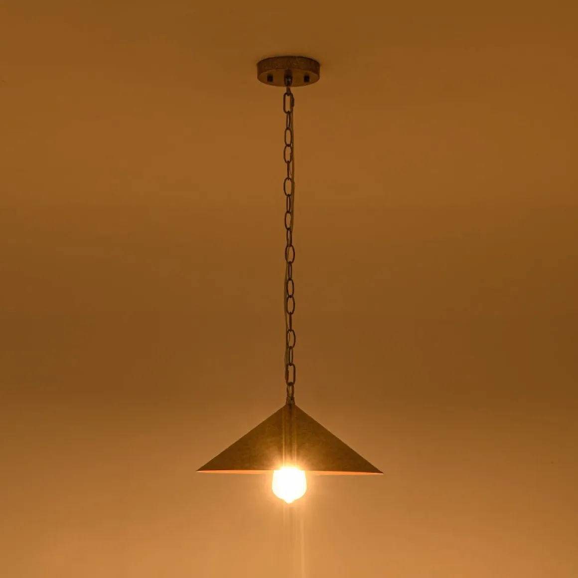 Industrial 1-Light Rusty Silver Iron Cone Kitchen Pendant