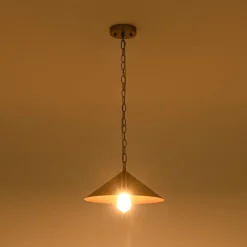 Industrial 1-Light Rusty Silver Iron Cone Kitchen Pendant