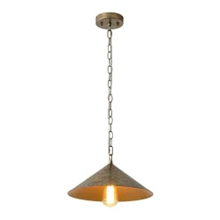 Industrial 1-Light Rusty Silver Iron Cone Kitchen Pendant