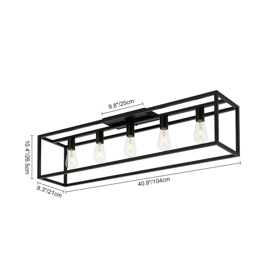 Industrial Minimalist Rectangle Cage Semi Flush Mount