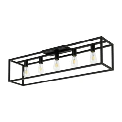 Industrial Minimalist Rectangle Cage Semi Flush Mount
