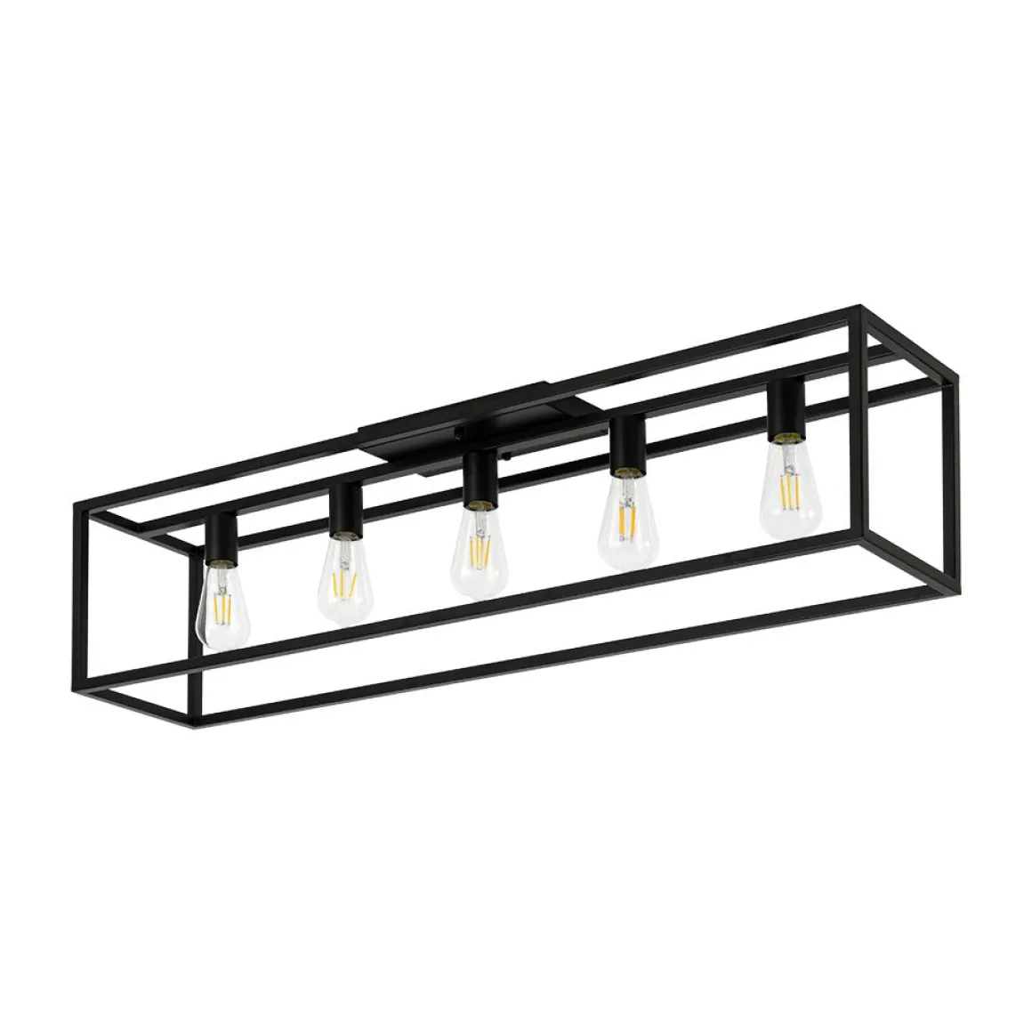 Industrial Minimalist Rectangle Cage Semi Flush Mount