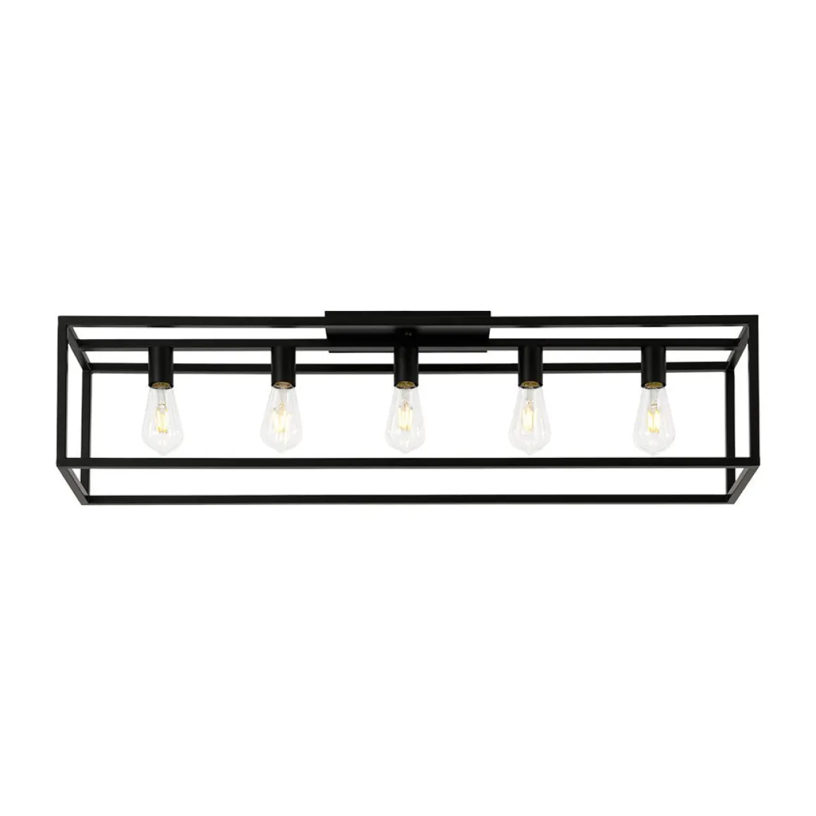 Industrial Minimalist Rectangle Cage Semi Flush Mount