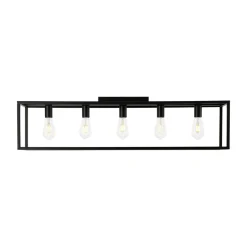 Industrial Minimalist Rectangle Cage Semi Flush Mount