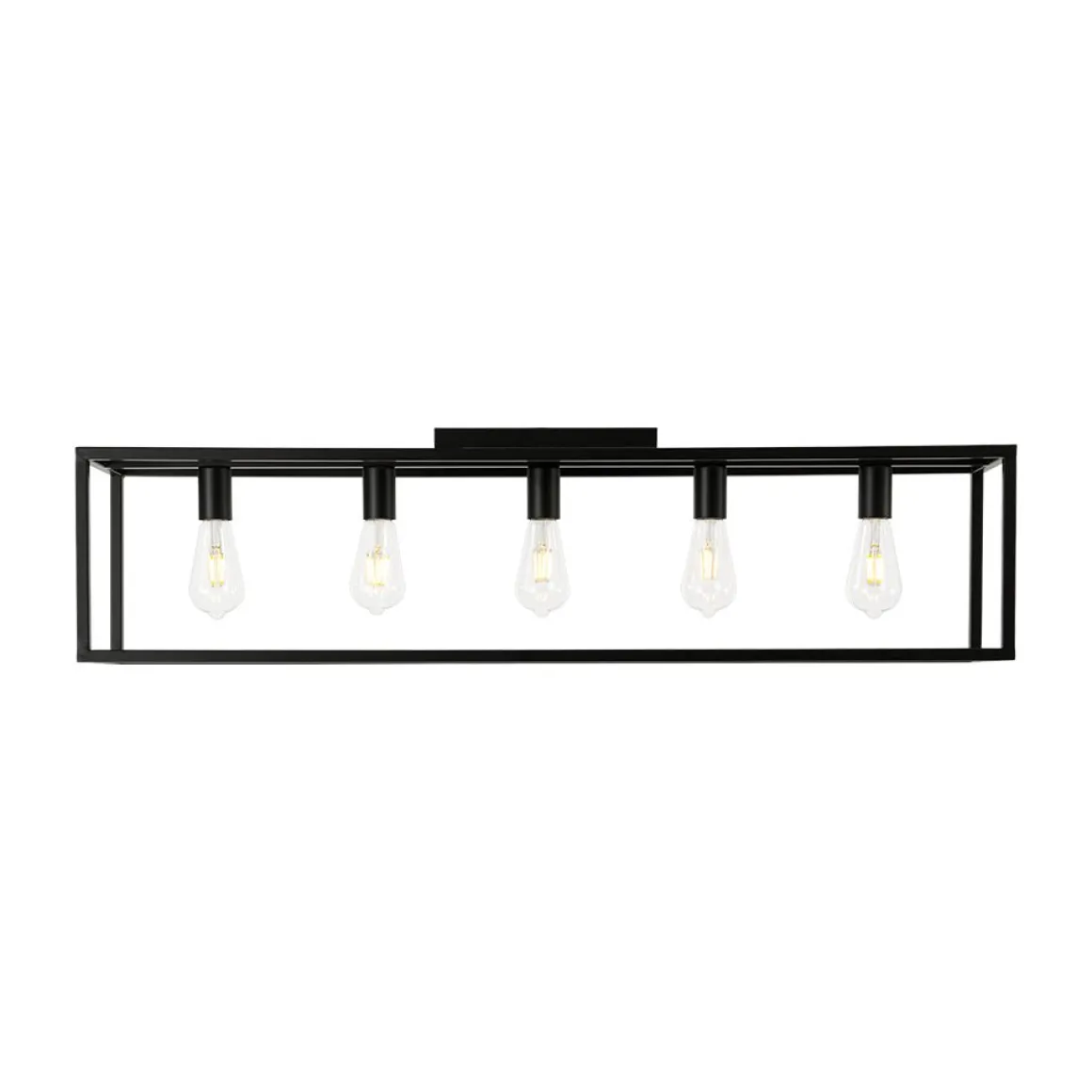 Industrial Minimalist Rectangle Cage Semi Flush Mount