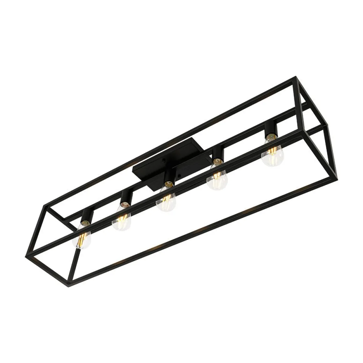 Industrial Minimalist Rectangle Cage Semi Flush Mount