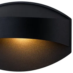 IP23 Black Flat Oval 1-Light Iron Outdoor Wall Sconce
