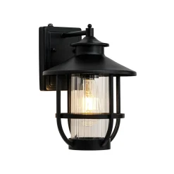 IP23 Black 1-Light Manor Wire Cage Outdoor Wall Sconce