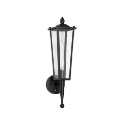IP23 Black Manor 1-Light Lantern Outdoor Wall Sconce