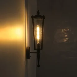 IP23 Black Manor 1-Light Lantern Outdoor Wall Sconce
