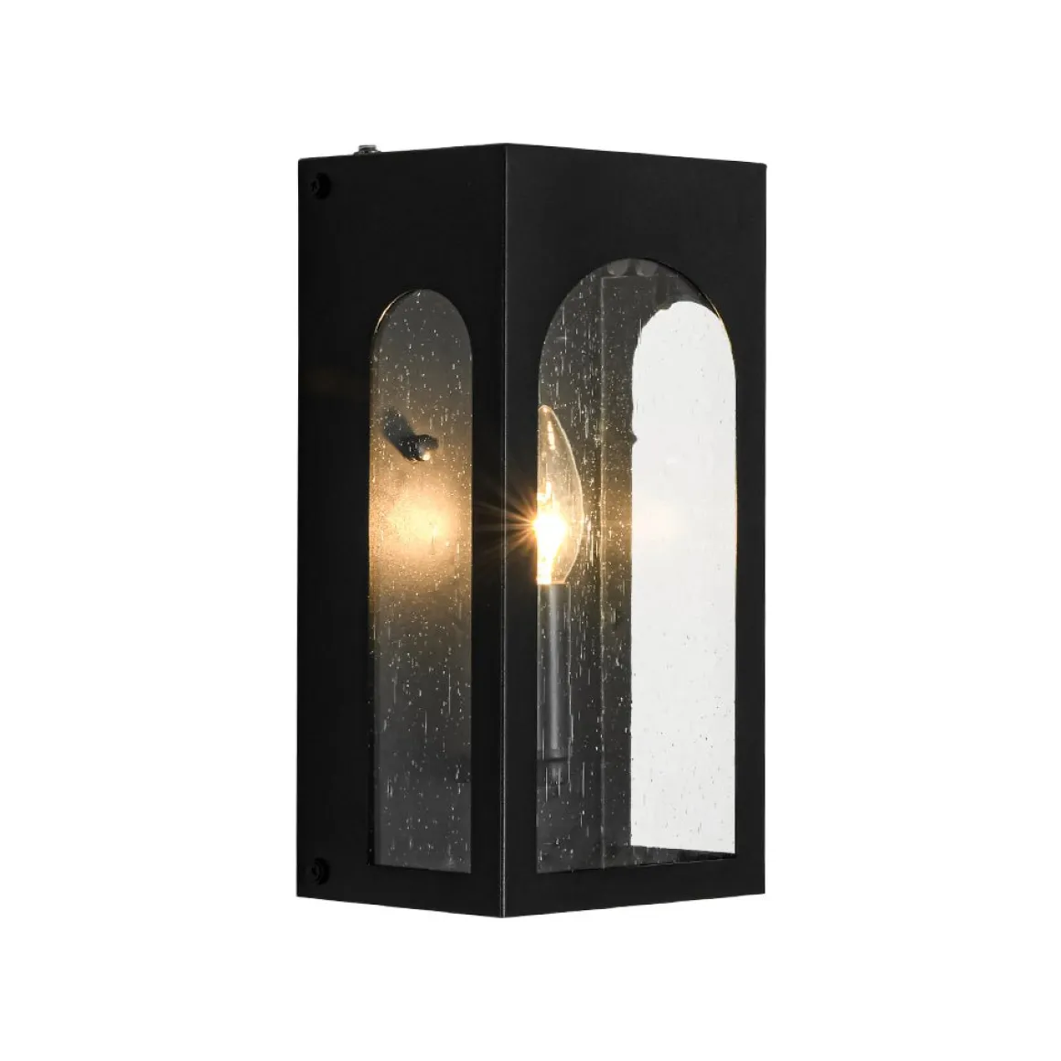 IP23 Black Seeded Glass Square Box Outdoor Wall Lantern