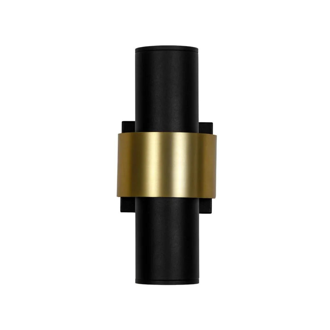 IP54 2-Light Black Brass Tube LED Outdoor Wall Lamp